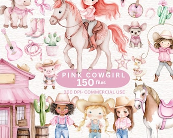 150 imágenes prediseñadas de vaquera rosa, imágenes prediseñadas lindas del oeste, imágenes prediseñadas lindas de animales de granja, imágenes prediseñadas de animales bebés, imágenes prediseñadas de caballo rosa, imágenes prediseñadas de niña rosa