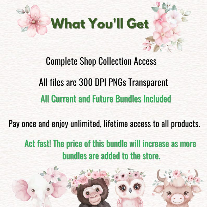 Lifetime Shop Access, Whole Shop Clipart Bundle, Entire Store Bundle, Watercolor Clipart, Animals Clipart, flower Clipart, Cute Baby Clipart image 2