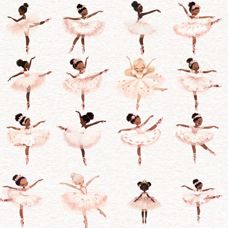 Pink Ballerina Clipart Cute Ballet Watercolor PNG Light Pink Floral ...