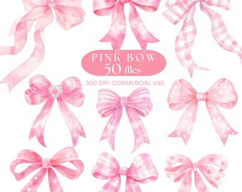Pink Bow Clipart Watercolor Lace Bow Coquette Bow image digital download Pink  Ribbon PNG Cute Baby Girl Shower Clipart Pastel Pink Bow