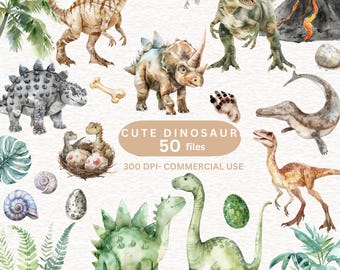 Watercolor Dinosaur Clipart cute T-Rex clip art  Dinosaur Nursery Cute Dino Clipart  Cute Baby Dino image Dinosaur Birthday Party Decor PNG
