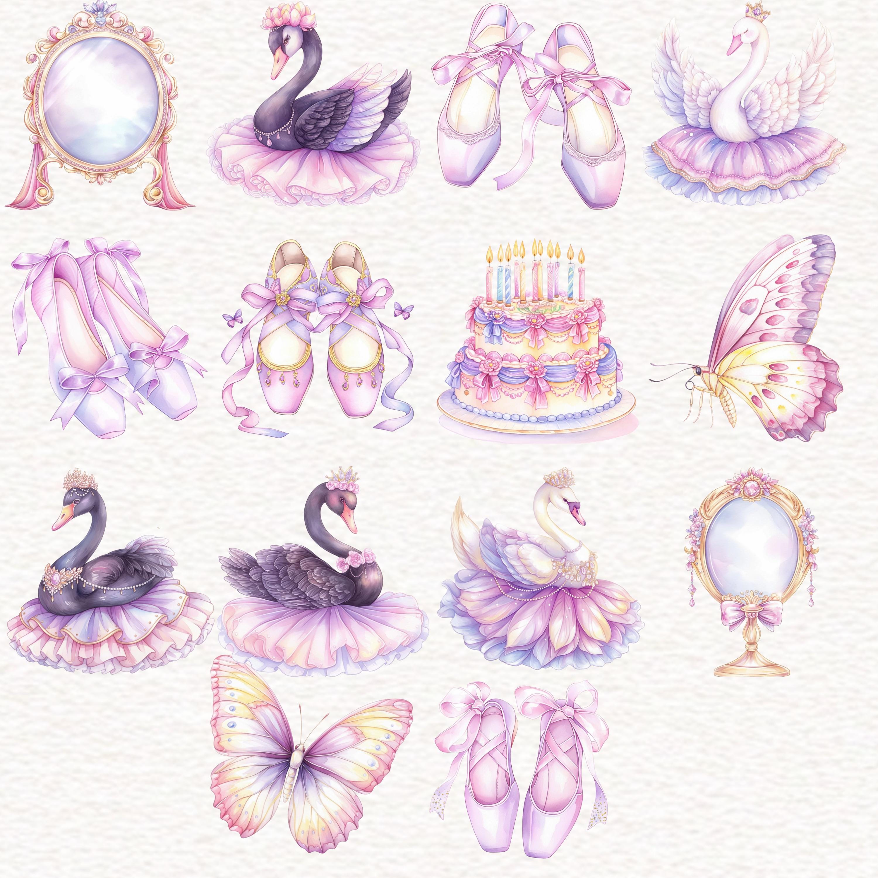 Ballerina Clipart Cute Ballet Watercolor Ballerinas PNG Black Swan Lake ...