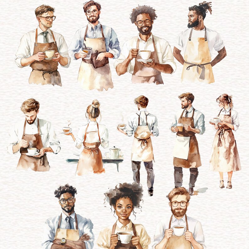 Coffee Cafe Clipart Boho Lover Clipart Watercolor Cozy Coffee Shop Clip ...