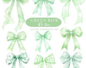Green Bow Clipart Watercolor Lace Bow Coquette Bow image digital download Green Ribbon PNG Cute Baby Girl Shower Clipart Pastel Green Bow