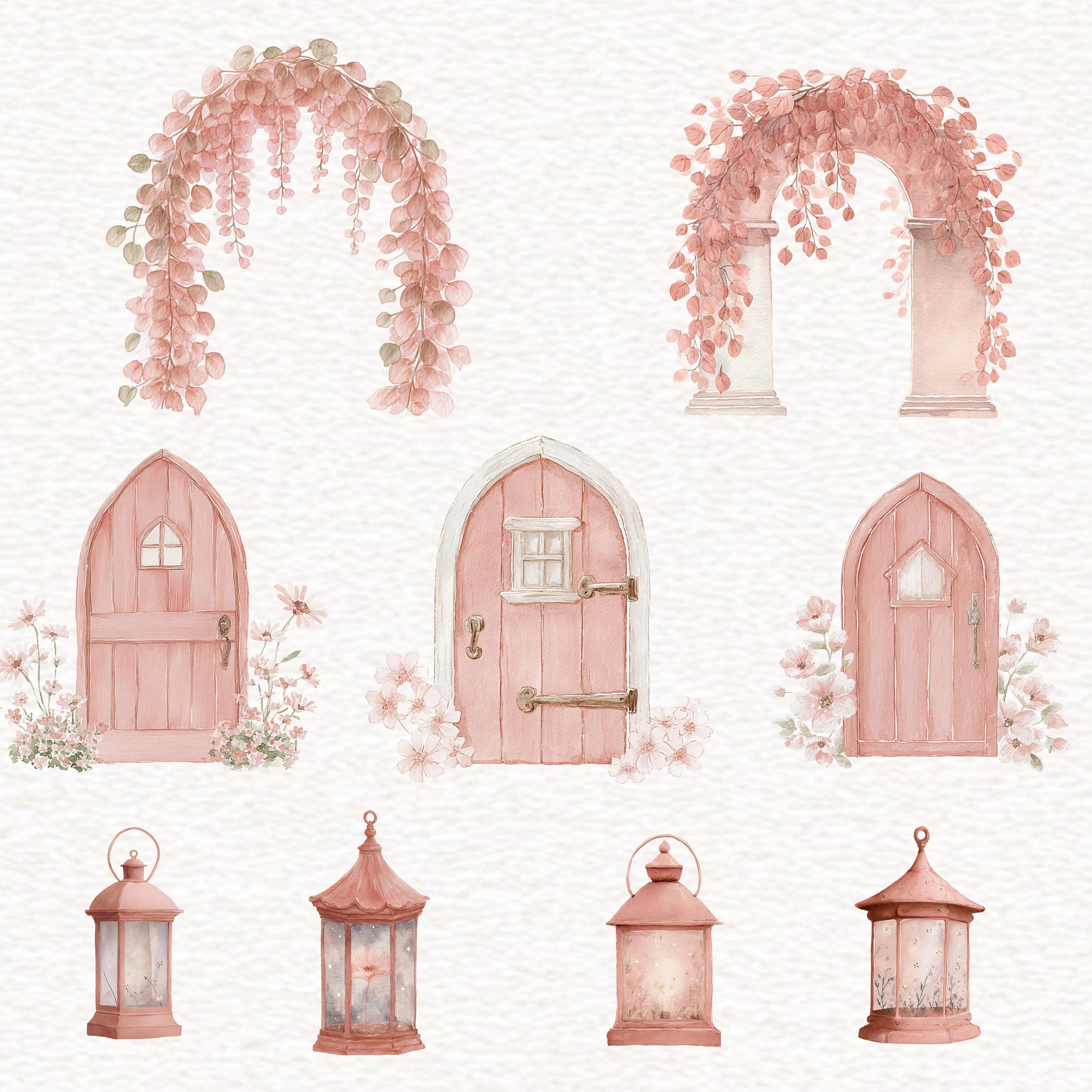 Watercolor Pink Fairy Garden Clipart Fairies Image Cute Little Girl ...