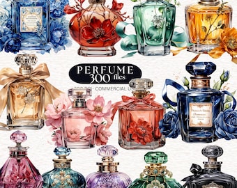 300 Vintage Perfume Bottles Watercolor Clipart Floral Perfume Clipart Blue Rose Perfume Bottle Clipart  Pink Perfume Bottle PNG