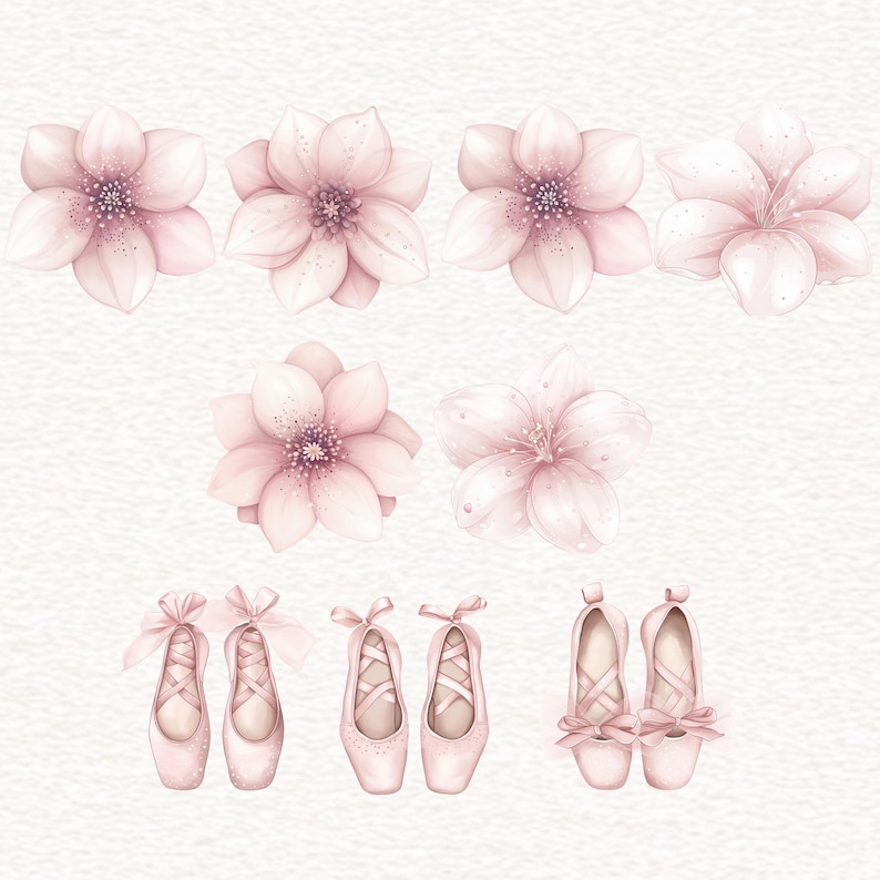 Pink Ballerina Clipart Cute Ballet Watercolor PNG Light Pink Floral ...