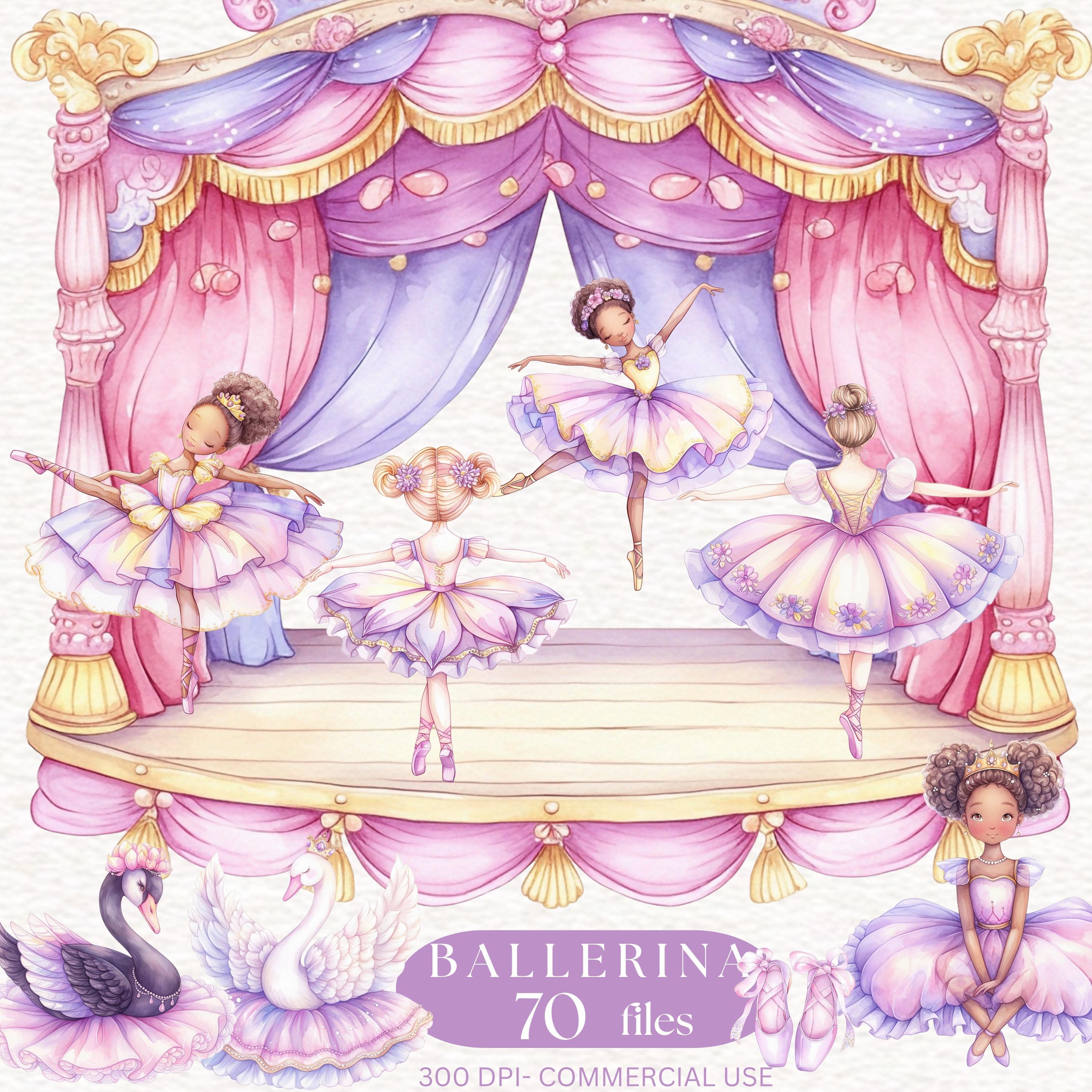 Ballerina Clipart Cute Ballet Watercolor Ballerinas PNG Black Swan Lake ...