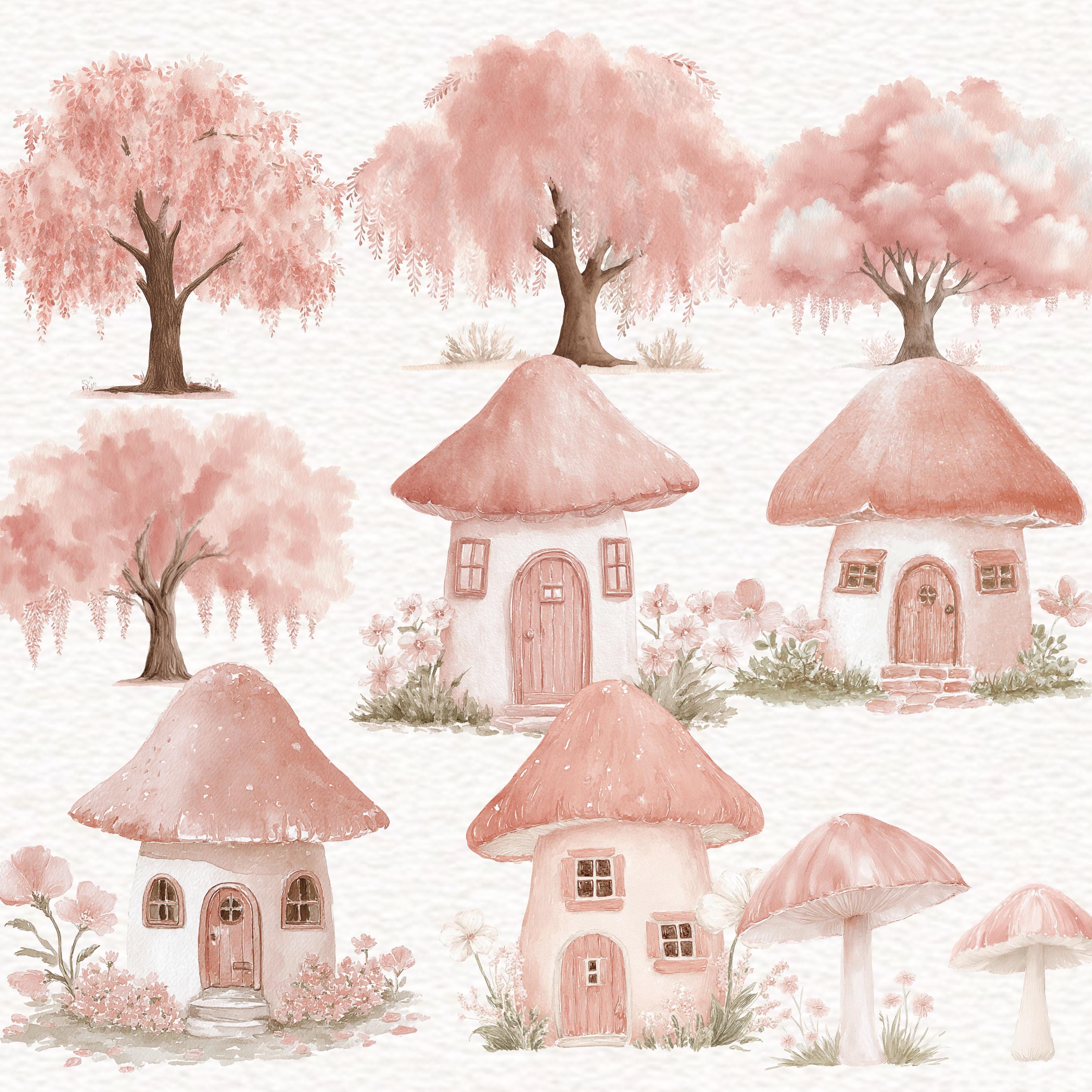Watercolor Pink Fairy Garden Clipart Fairies Image Cute Little Girl ...