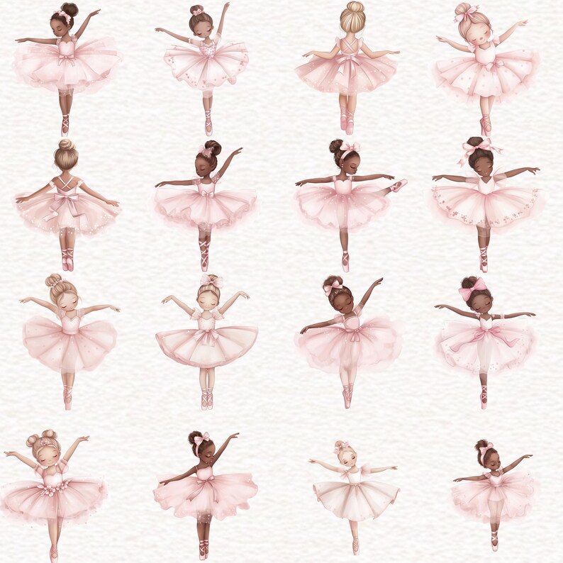 Pink Ballerina Clipart Cute Ballet Watercolor PNG Light Pink Floral ...