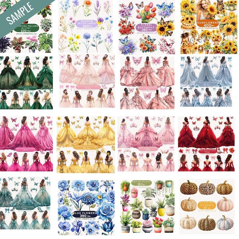 Lifetime Shop Access, Whole Shop Clipart Bundle, Entire Store Bundle, Watercolor Clipart, Animals Clipart, flower Clipart, Cute Baby Clipart image 7