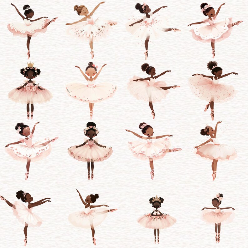 Pink Ballerina Clipart Cute Ballet Watercolor PNG Light Pink Floral ...