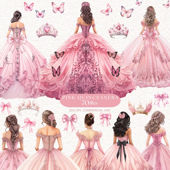 pink quinceanera dress clipart 70 Pink Quinceanera Clipart Pink Ball Room Princess Clipart Pink Butterfly  Clipart Bow Clipart Invitation Elements Quinceanera Clipart PNG