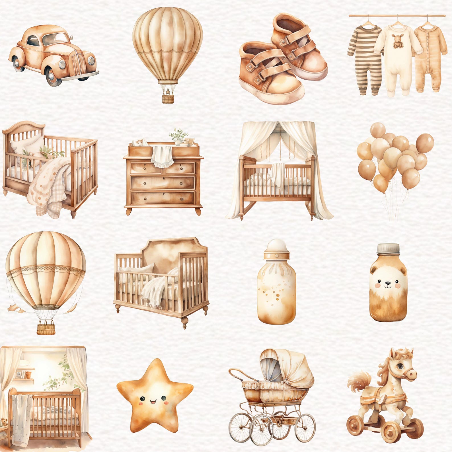 80 Baby Shower Clipart Neutral Baby Shower Watercolor Baby Shower PNG ...