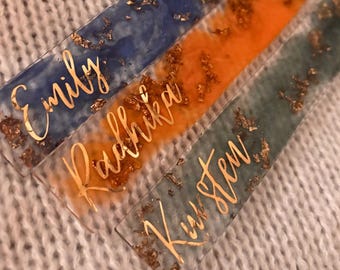 Resin Bookmark | Custom Personalized Resin Bookmarks | Marble and Gold Flake Bookmark