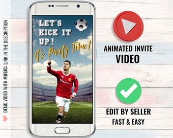 Soccer Birthday Video Invitation, Animated Soccer Party invitations, Football Invite, Portugal Soccer, Personalized Video, Edited By Seller