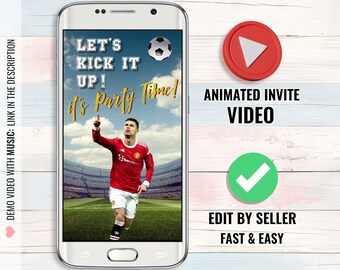 Personalized Soccer Birthday Video Invitation: Animated Football Party (Edited By Seller)