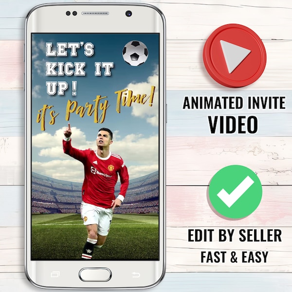 Soccer Birthday Video Invitation, Animated Soccer Party invitations, Football Invite, Portugal Soccer, Personalized Video, Edited By Seller