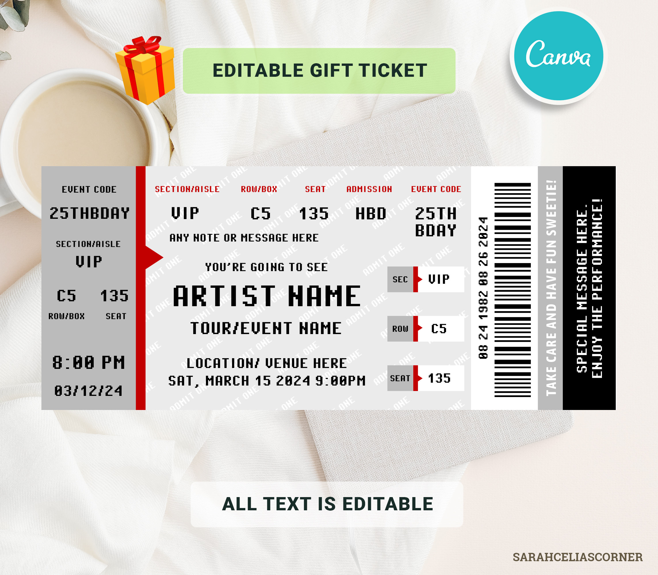 Editable Concert Ticket Template - Il Fullxfull.5752152025 Lsm2 