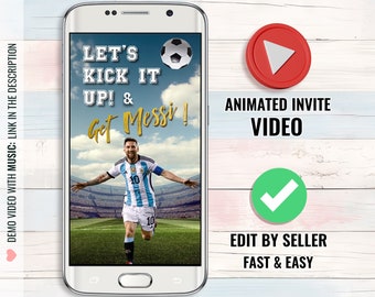 Voetbal verjaardag video uitnodiging, geanimeerde voetbal partij uitnodigingen, voetbal uitnodigen, Argentinië voetbal, gepersonaliseerde video, bewerkt door verkoper