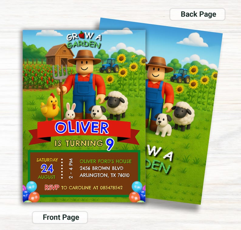 Roblox Anbau Geburtstagseinladung: Bearbeitbare Spielparty Vorlage (Digitaler Download) Bild 3
