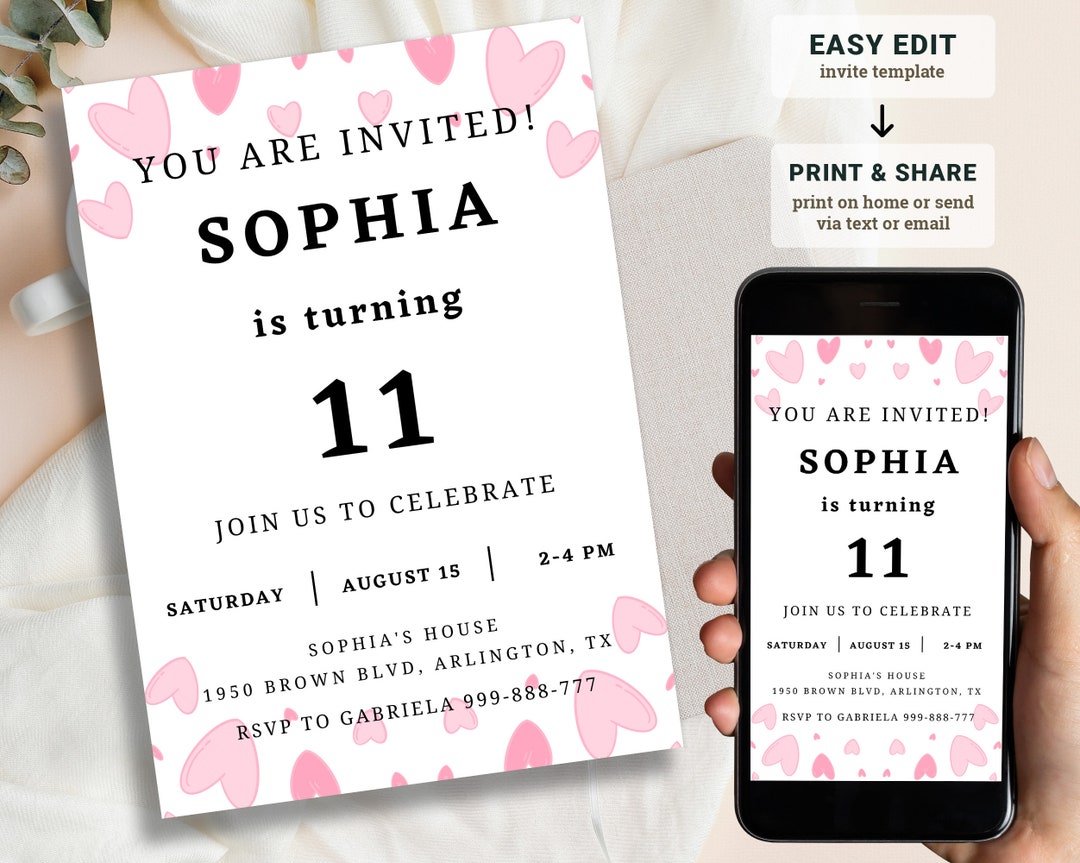 Simple Birthday Invitation Template White Minimalist Birthday - Etsy