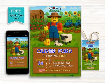Roblox Grow A Garden Birthday Invitation: Editable Canva Template (Digital Download)
