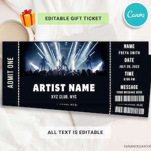 Bearbeitbares Konzertticket, Konzertticketvorlage, Überraschungsticket, Geburtstagsgeschenk, druckbare Stub, benutzerdefiniertes Ereignisticket, Geschenk für sie