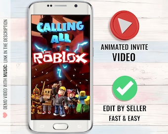 Roblox Geburtstags-Videoeinladung, animierte Roblox Partyeinladungen, Roblox Digital Invite, personalisiertes Video, bearbeitet vom Verkäufer