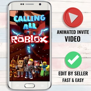 Roblox Geburtstags-Videoeinladung, animierte Roblox Partyeinladungen, Roblox Digital Invite, personalisiertes Video, bearbeitet vom Verkäufer