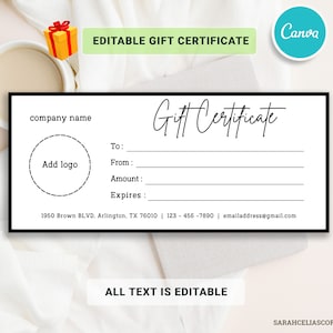 Editable Gift Certificate Template: Printable Gift Voucher (Instant Download)