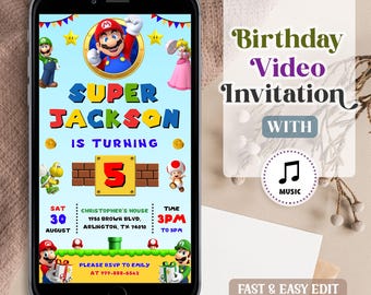 Super Mario Birthday Video Invitation: Animated Digital Invite