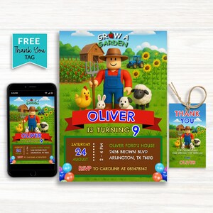 Roblox Anbau Geburtstagseinladung: Bearbeitbare Spielparty Vorlage (Digitaler Download) Bild 1