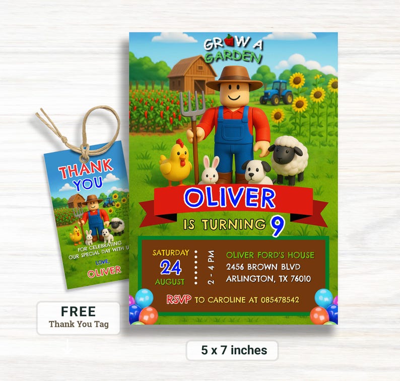 Roblox Anbau Geburtstagseinladung: Bearbeitbare Spielparty Vorlage (Digitaler Download) Bild 2