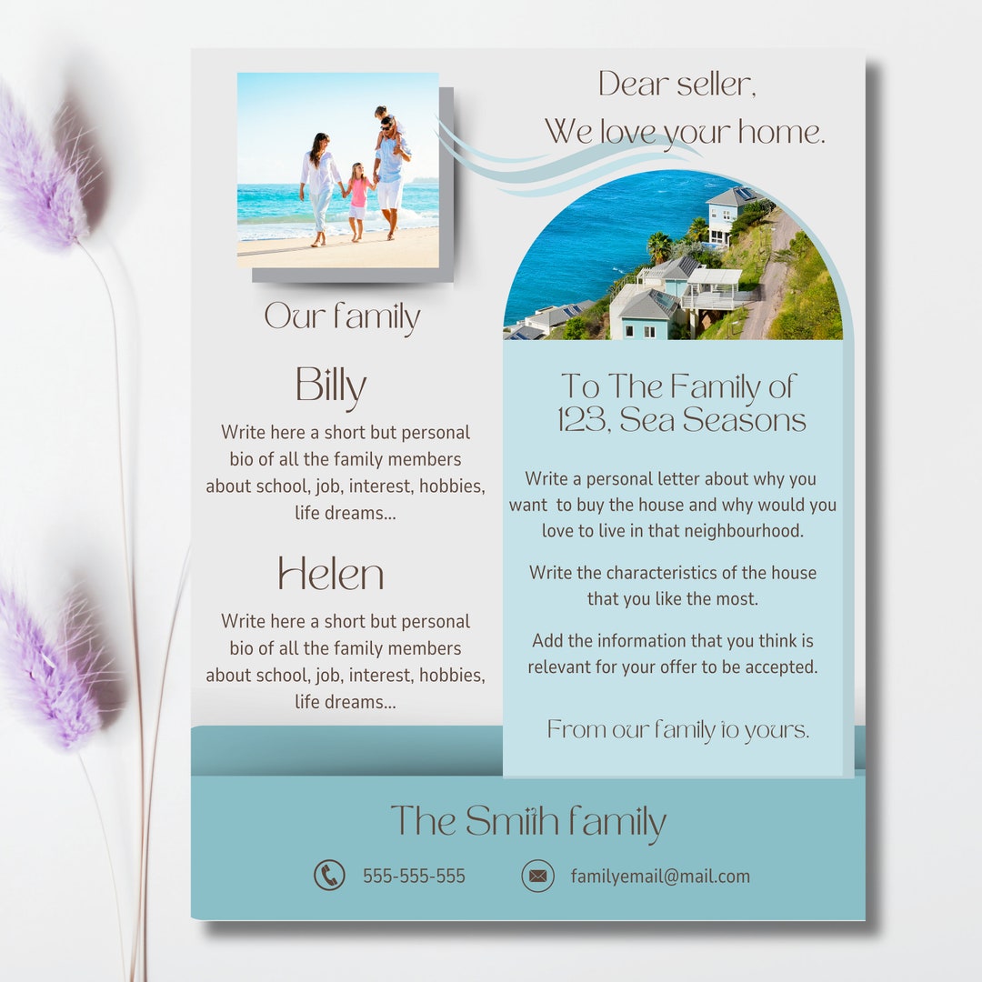 Home Offer Letter Template Dear Seller Home Offer Letter Etsy