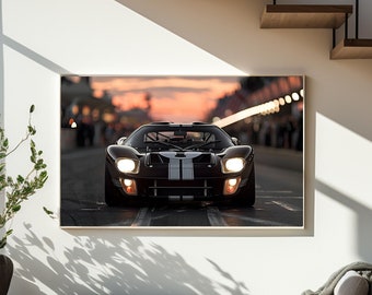 Ford GT40 Le Mans Racing Poster: Retro Sports Car Wall Art (Digital Download)