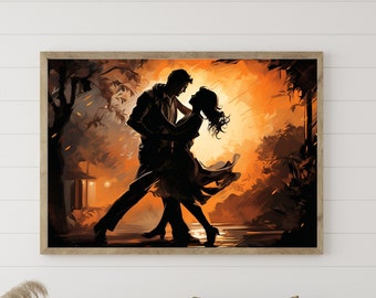 Couple Dancing Art Print: Romanticism Painting, Valentine's Gift (Digital Download)