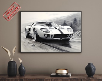 Lámina artística del Ford GT40 de 1967: leyenda de las carreras clásicas (descarga digital)