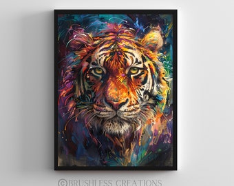 Vibrant Tiger Art Print: Colorful Jungle Animal Poster (Digital Download)