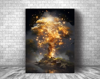 Mystical Tree of Life Art Print: Celestial Fantasy Decor (Digital Print)