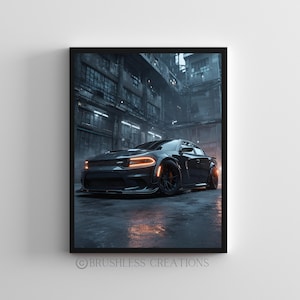 Dodge Charger SRT Hellcat-affisch, muskelbilskonst (digital nedladdning)