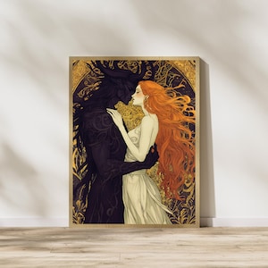Hades und Persephone Kunstdruck, Mythologische Wandkunst, Romantische Griechische Mythologie Poster, Elegantes Fantasy Dekor, Digitaler Download