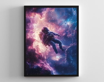 Astronaut Galaxy Art Print: Cosmic Space Wall Decor (Digital Download)