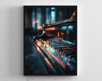 Grand Piano Keys Print: Modern Music Room Art (Digital Download)