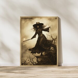 Mystical Witch Art Print, Dark Academia Decor, Gothic Art, Moonlit Decor, Spooky Wall Art, Halloween Art, Mystical Home Decor, Digital Print
