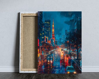 Póster de Tokio Nocturno: Impresión artística de la ciudad japonesa (Descarga digital)