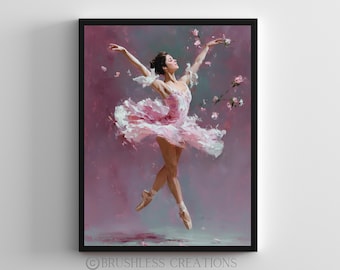 Impressão artística de bailarina rosa: decoração elegante para estúdio de dança (download digital)