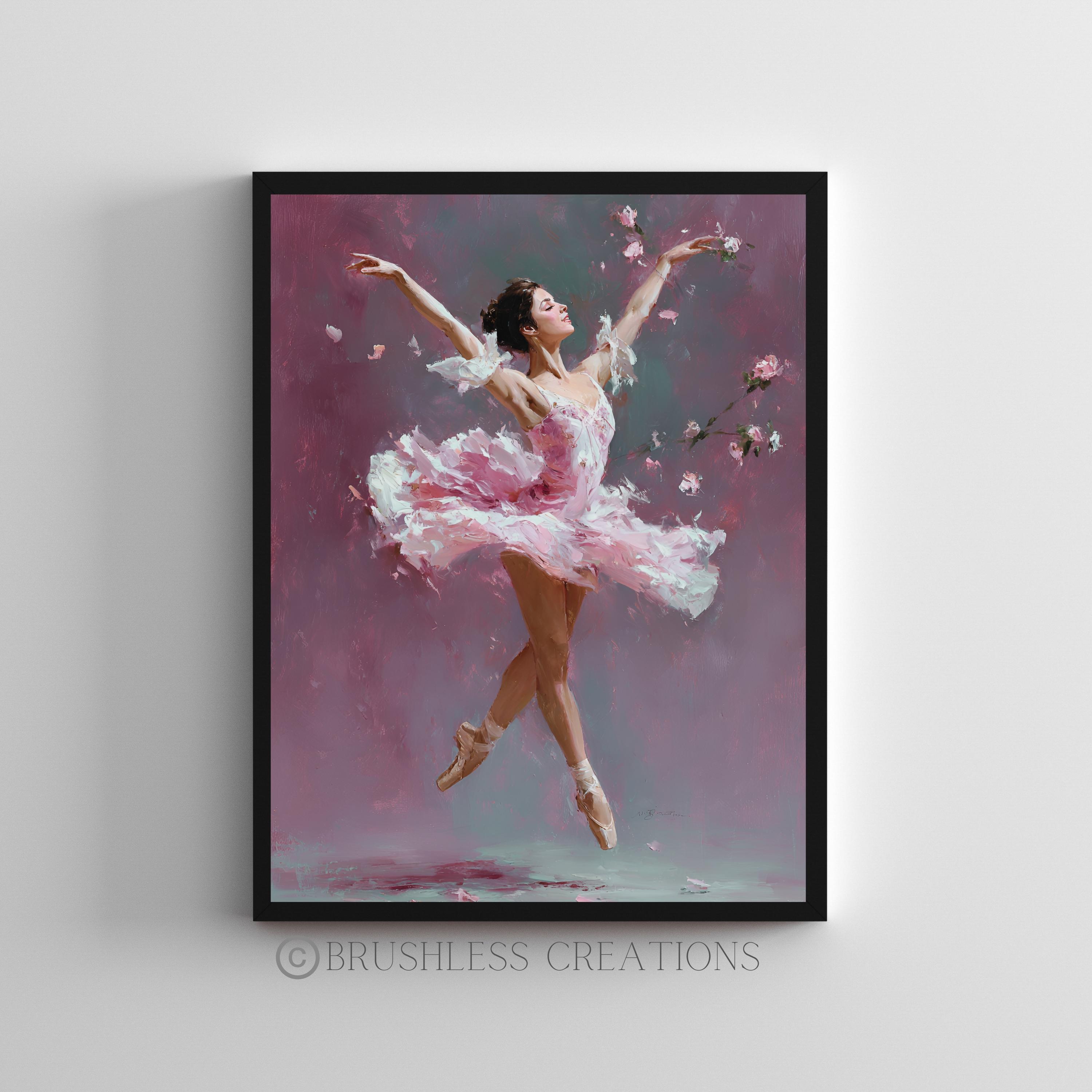 Pink Ballerina Art Print: Elegant Dance Studio Decor (digital