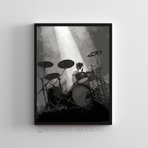 Drummer Silhouette Art Print: Music Room Studio Decor (Digital Download