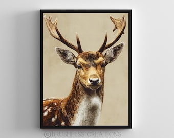 Majestic Stag Art Print, Wildlife Animal Poster (Digital Download)